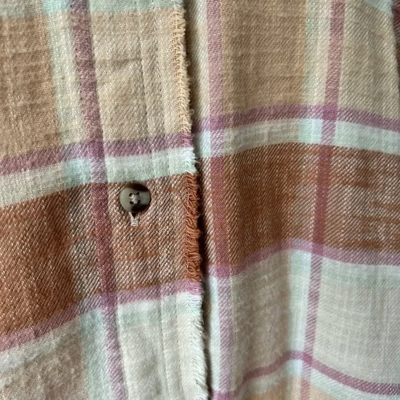 Plaid Button-Up Flannel Shirt in Brown and Cream - Picture 5 of 6